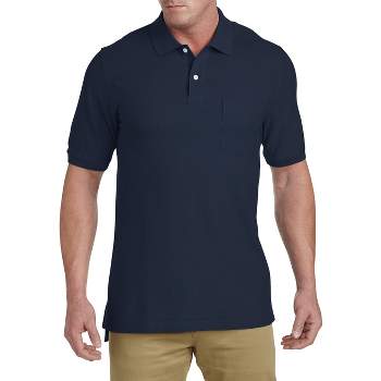 Harbor Bay by DXL Men's Big and Tall Pocket Piqué Polo Shirt, Blue Jay, 1XL  