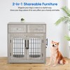 Dog Crate Furniture with Cushion, Heavy Duty Indoor Dog Kennel with 3 Doors and 2 Storage Drawers, Wooden Pet House Side End Table - 2 of 4