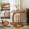 Syemin End Tables C-Shaped Round End Table Small Sofa Side Table for Living Room or Bedroom, Retro Boho Nightstand, Brown, 18.9"*18.9"*23.62" - 4 of 4