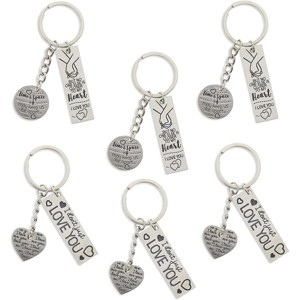 Bright Creations 6 Pack Couple Keychains, I Love You Anniversary Gift for Him & Her, 2 Designs - 1 of 4