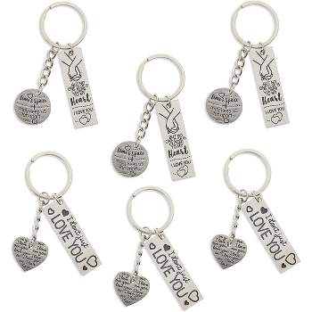 Bright Creations 6 Pack Couple Keychains, I Love You Anniversary Gift for Him & Her, 2 Designs