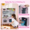 Costway Kids Kitchen Playset Wooden Pretend Play Chef Toy with Microwave & Accessories Pink/White - 3 of 4