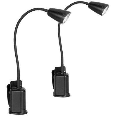 Pro Track Deco Black LED Gooseneck Magnifier Clip Lights Set of 4