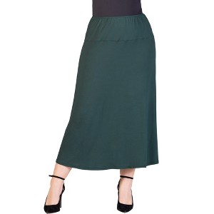 Plus Comfortable Fit Elastic Waist Maxi Skirt - 24seven Comfort Apparel™ - 1 of 4