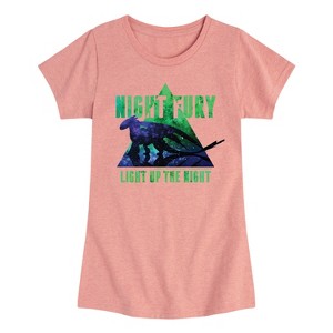 Girls' - How to Train Your Dragon - Night Fury Light Up The Night Fitted Short Sleeve Graphic T-Shirt - 1 of 4