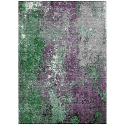 HomeRoots 5' X 8' Emerald And Purple Abstract Washable Indoor Outdoor Area Rug