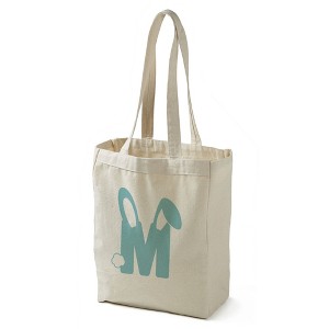 Bunny Monogram Canvas Tote Bags, Blue - 1 of 2