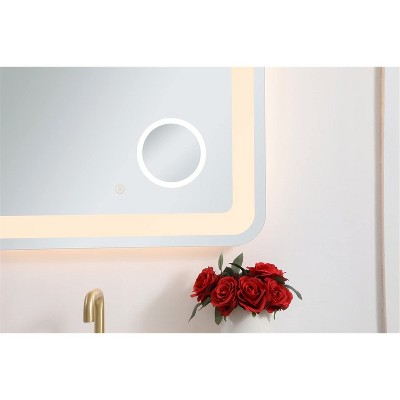 Glossy White 27x30 LED Mirror with Magnifier and Dimmer