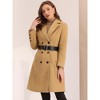 Allegra K Women's Lapel Collar Winter Belted Double Breasted Long Coat - 2 of 4
