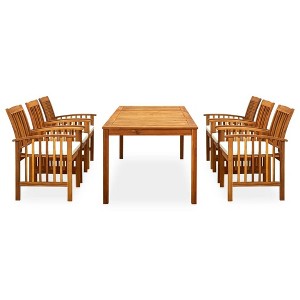 vidaXL Solid Wood Acacia Patio Dining Set with Cushions 7 Piece Wooden Garden Outdoor Balcony Backyard Terrace Table Chair Dinner Furniture - 1 of 4