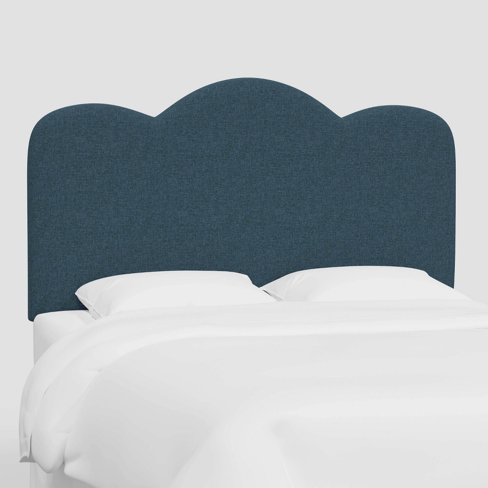 Photos - Bed Frame Full Lizzie Headboard in Textured Linen Zuma Navy - Threshold™: Pine Frame