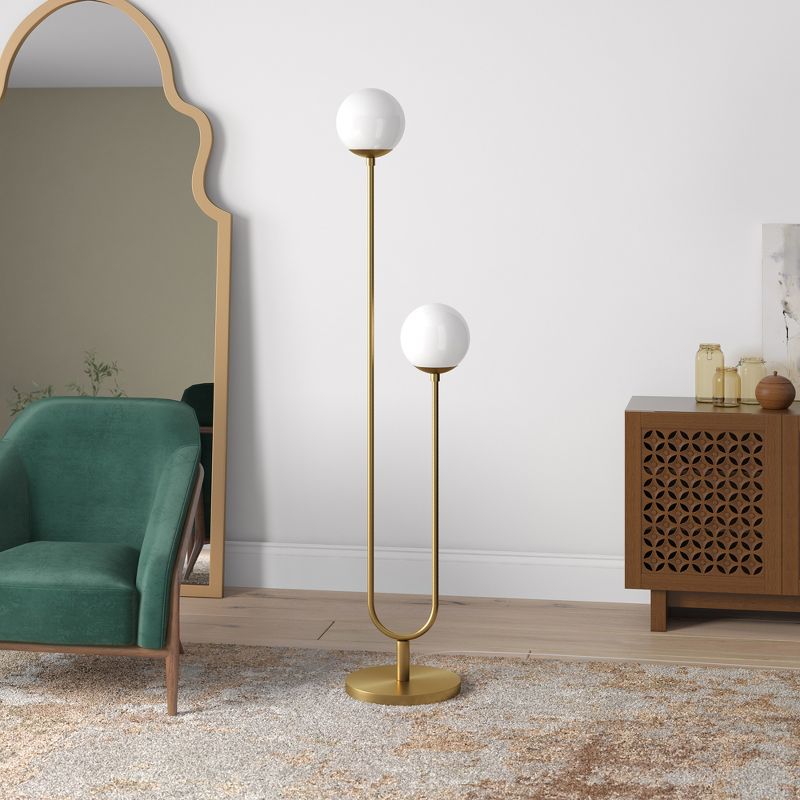 Hampton & Thyme 2-Light Floor Lamp with Round Glass Shades, 3 of 9