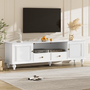 HDZNVF 70.9 inch Modern TV Stand for TVs up to 80 Inches, Entertainment Center with Open Compartment, White - 1 of 4