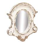 Fiberglass Carved Oval Wall Mirror with Arched Top and Distressing White - Olivia & May