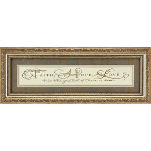 Dicksons Faith, Hope, Love Heart Script Matted Charcoal 4 x 14 Wood Wall Sign Plaque - 1 of 1