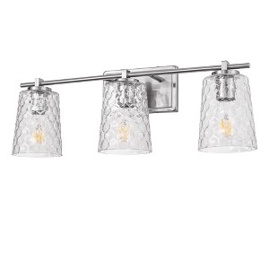 DORESshop 22 in. 3-Light Brushed Nickel Bathroom Vanity Light with Textured Glass Shades, Modern Wall Sconce for Vanity, Mirror - 1 of 4