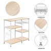 SEVOBAL Kitchen Storage 3 Tier White Oak Bakers Rack with Basket and Hooks for Microwave Stand and Organization, White, 38.98"*17.91"*5.12" - 2 of 4