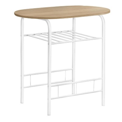 Natural Wood and White Metal 3-Piece Dining Set