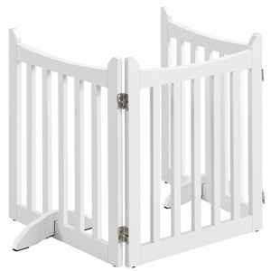 Yaheetech 24inch Tall Freestanding Wooden Pet Gate with Door, White - 1 of 4