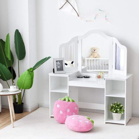 Childrens vanity table outlet with mirror and bench