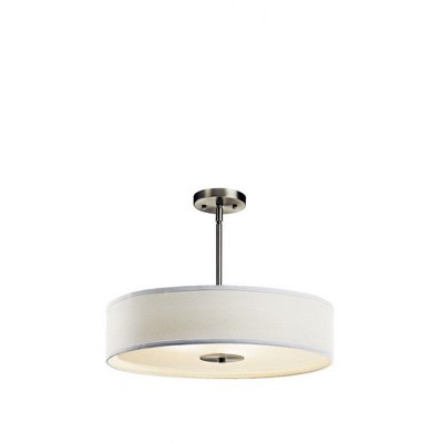 Transitional 20" Black and White Drum Pendant with Nickel Finish