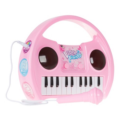 Toy Time Kids Portable Karaoke Machine With Keyboard, Lights and Microphone - Pink
