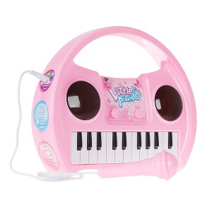 Toy Time Kids Portable Karaoke Machine With Keyboard, Lights and Microphone - Pink - 1 of 4