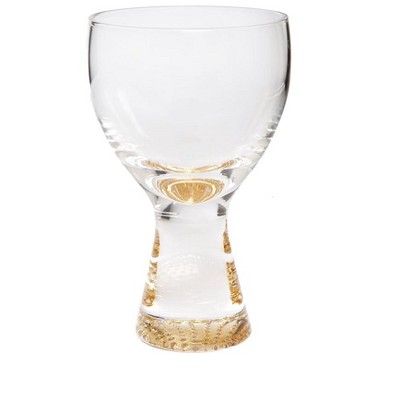 Set of 6 Clear Wine Glasses with Gold Reflection Base