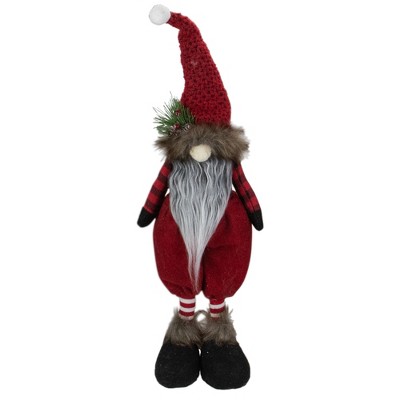 Northlight 17" Red and Black Buffalo Plaid Gnome Christmas Figure