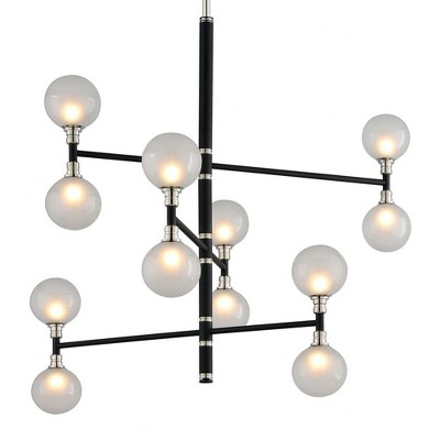Troy Lighting Andromeda 12 - Light Chandelier in  Carbide Black Clear Frosted Shade