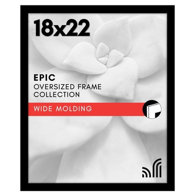Americanflat 18x22 Picture Frame with Polished Plexiglass - Black Picture Frame - Wide Photo Frames Made of Engineered Wood - Epic - Black