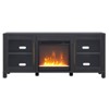 Charcoal Gray TV Stand with Crystal Fireplace Insert - Henn&Hart - 3 of 4