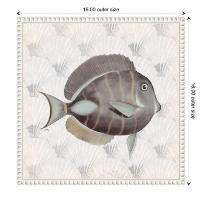 Neutral Vintage Fish Canvas Wall Art with Beaded Frame