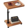 Acekool Adjustable Height C-Shape End Table,360° Swivel, Lockable Wheels, Wood & Metal Sofa Side Table ,Laptop & Snack Tray,Wood Color - 2 of 4