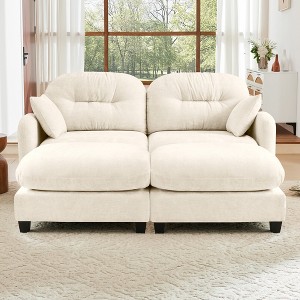 “Cloud” Chenille Sectional Sofa – Tufted High-Density Foam, Ergonomic Arms, Perfect for Bedroom or Small Living Room - 1 of 4