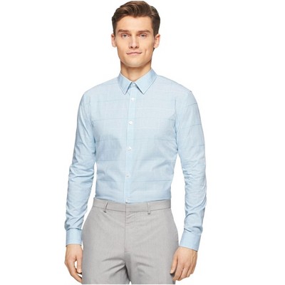Calvin Klein Mens Fine Check Cord Button Up Shirt