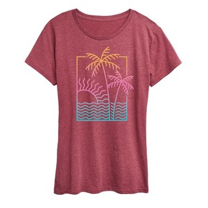 Women's - Instant Message - Line Drawing Sunset Short Sleeve Graphic T-Shirt - 1 of 4