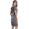 Women's Casual Short Sleeve Solid Color Pullover Hooded Tunic Dress with Kangaroo Pocket - 3 of 4