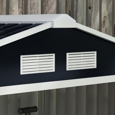 Outsunny Dark Gray Metal Storage Shed with Vents and Sliding Doors