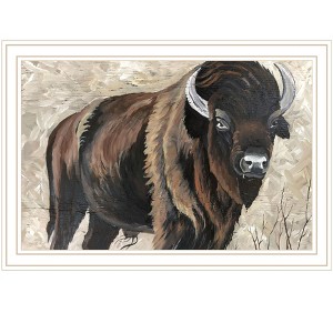 HomeRoots The Boss Bison Only White Framed Print Wall Art - 1 of 4