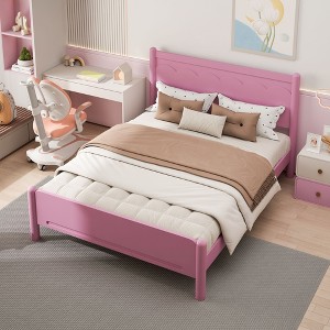 Kumasinova Queen/King Size Bed Frame,Wood Platform Bed with Headboard and Wooden Slat Support for Adults,Kids,Underbed Storage Space - 1 of 4