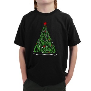 LA Pop Art We Wish You A Merry Christmas - Boy's Word Art T-Shirt - 1 of 4