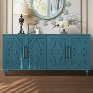 Kitchen Cabinet With 4 Carved Flower Door,Storage Cabinet For Living Room,Dining Room Furniture,Indoor Furniture-Maison Boucle - 1 of 4