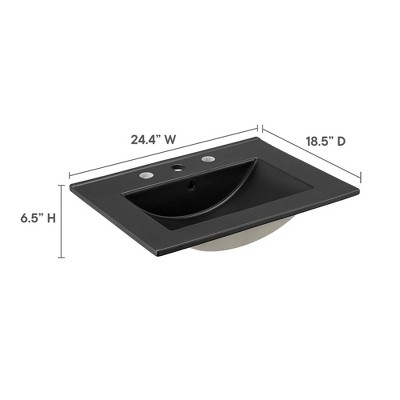 Cayman Black Ceramic 24" Above-Counter Bathroom Sink