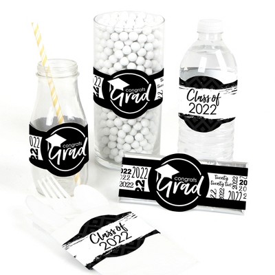 Big Dot of Happiness Black and White Grad - Best is Yet to Come - DIY Party Supplies - 2022 Graduation Party DIY Wrapper Favors and Decor - Set of 15