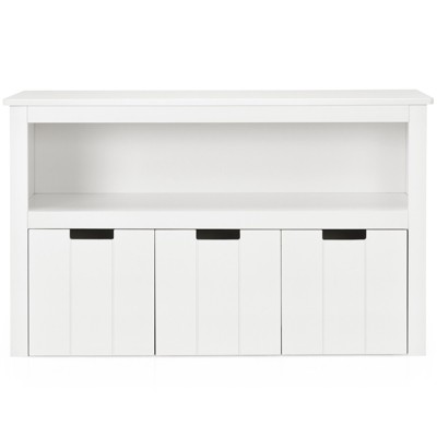 Tangkula Kids Toy Storage Organizer 3 Drawers w/Hidden Wheels Multifunctional Bookcases Cabinets & Shelves White