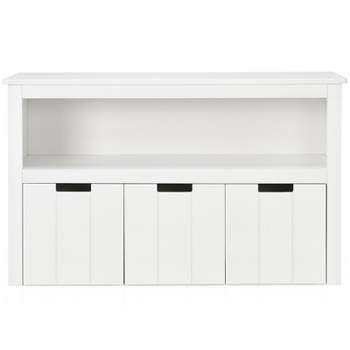 Tangkula Kids Toy Storage Organizer 3 Drawers w/Hidden Wheels Multifunctional Bookcases Cabinets & Shelves White