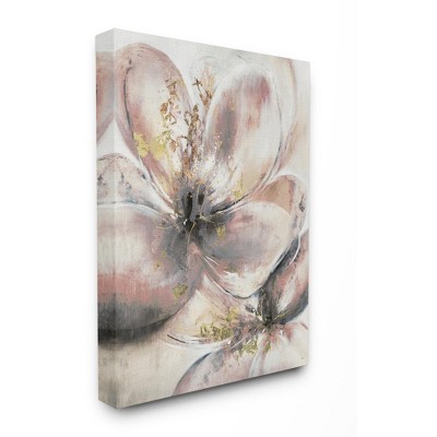 Stupell Industries Glam Pink Beige Flower Petals Floral Gold Painting