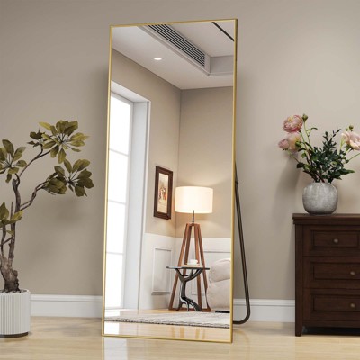 BEAUTYPEAK 71"x26"Oversized Floor Mirror Rectangle Full Length Mirrors ,Black