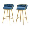 Set of 2 Swivel Counter Height Bar Stools,31.5"Bar Height Stools with Hand-Woven Backrest & Gold Metal Legs,with Footrest,for Dining Room - 4 of 4